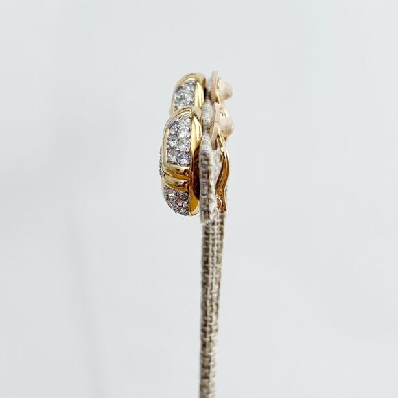 Vintage Nina Ricci Rhinestone Gold Tone Clip-On Earrings Signed - Picture 6 of 15